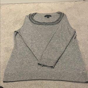 Banana Republic Gray Sweater with Embellished Scoop Neck